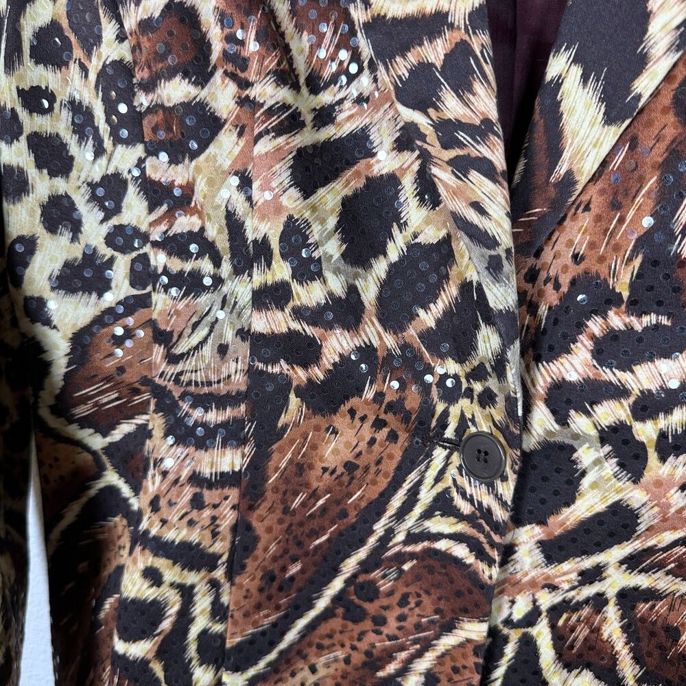 Cache Vintage Animal Print Sequin Blazer Jacket S… - image 3